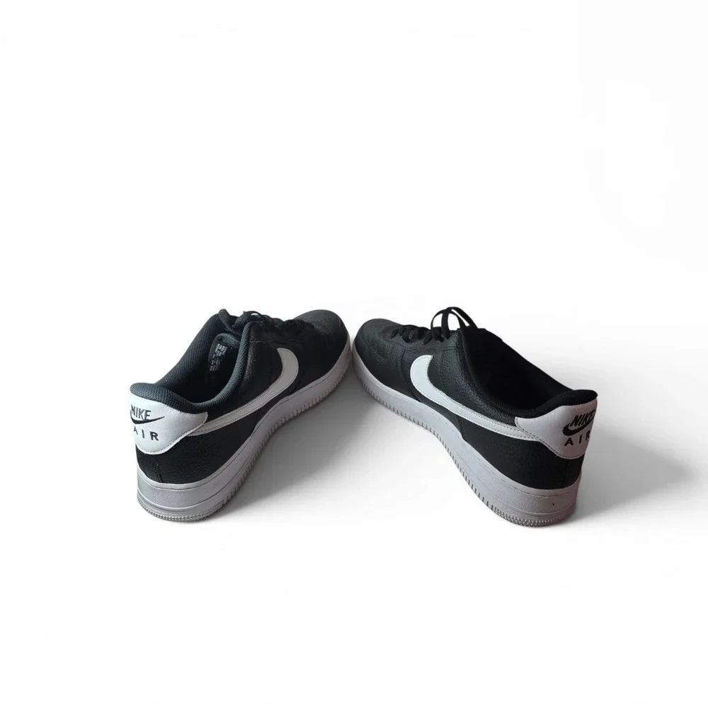Nike Air Force 1 Men's Size 13 Black White Tumbled Leather Sneakers COA